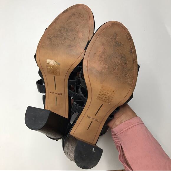 Dolce Vita Women's Black Brown Nolin High-Heel Open Toe Strappy Sandals Size 9.5 - Picture 8 of 10